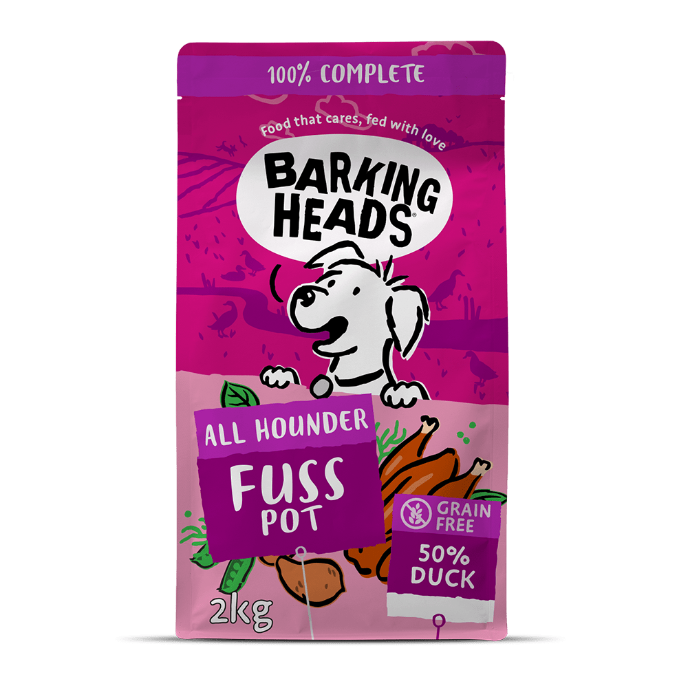 All Hounder Fuss Pot Duck Grain free Hypoallergenic Dry Dog Food Sensitive Stomach Barking Heads Meowing Heads