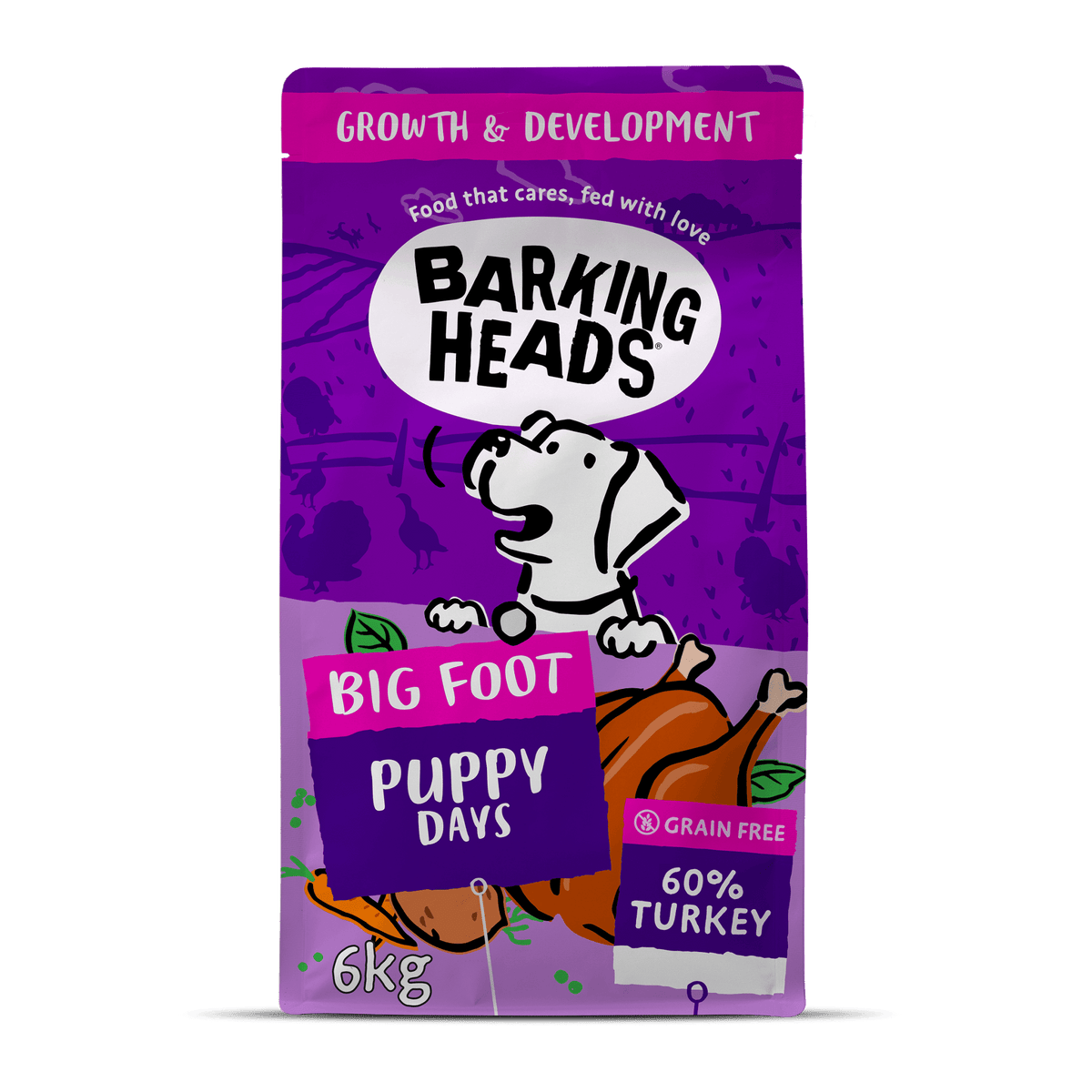 Big Foot - Puppy Days Turkey Dry Dog Food - Barking Heads & Meowing Heads