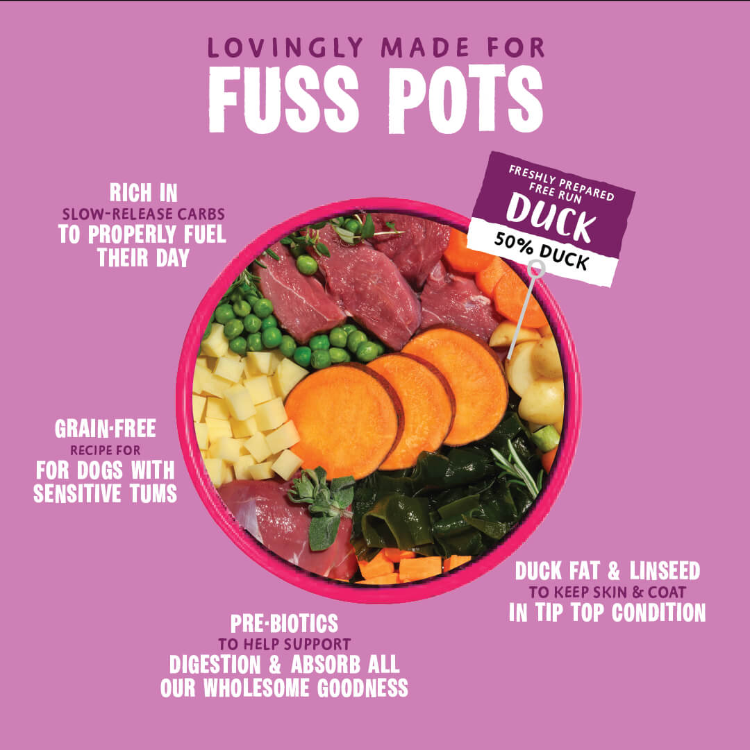 Fuss Pot Duck Dry Dog Food - All Hounder - Barking Heads & Meowing Heads
