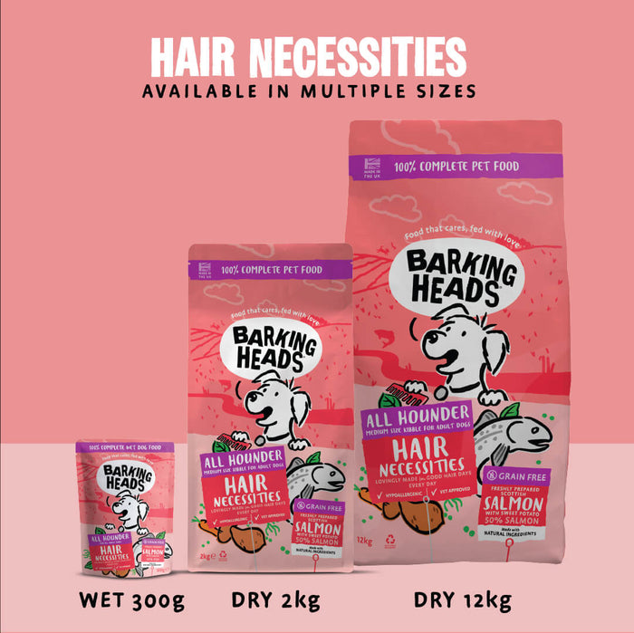 Hair Necessities Salmon Dry Dog Food - All Hounder - Barking Heads & Meowing Heads