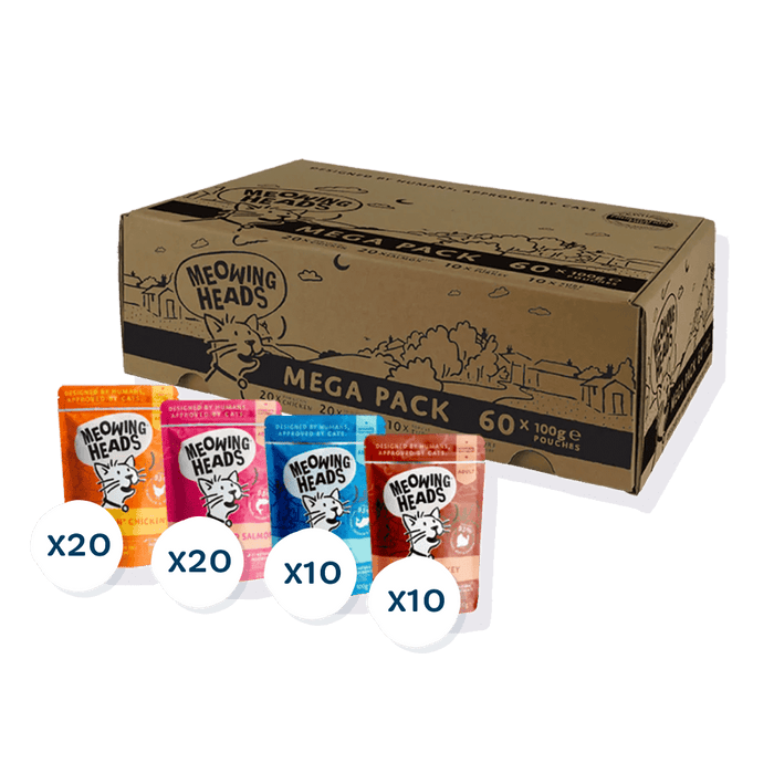 Meowing Heads Wet Mega Pack 60 x 100g - Barking Heads & Meowing Heads