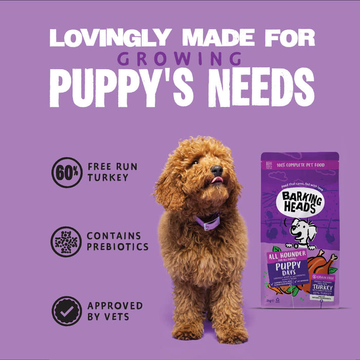 Puppy Days Turkey Dry Dog Food - All Hounder - Barking Heads & Meowing Heads